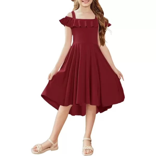 Arshiner Girls Summer Dress Off Shoulder Flutter Sleeve Midi Swing Cassual Formal Dresses with Pocket