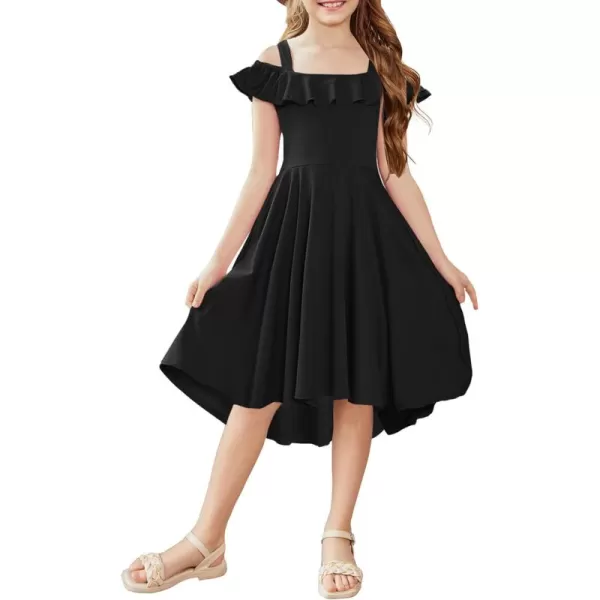 Arshiner Girls Summer Dress Off Shoulder Flutter Sleeve Midi Swing Cassual Formal Dresses with Pocket