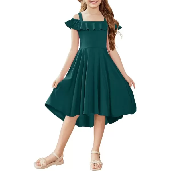 Arshiner Girls Summer Dress Off Shoulder Flutter Sleeve Midi Swing Cassual Formal Dresses with Pocket
