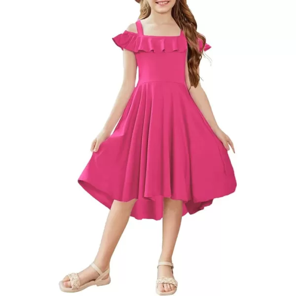 Arshiner Girls Summer Dress Off Shoulder Flutter Sleeve Midi Swing Cassual Formal Dresses with Pocket