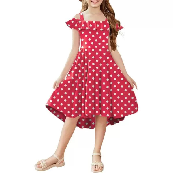 Arshiner Girls Summer Dress Off Shoulder Flutter Sleeve Midi Swing Cassual Formal Dresses with Pocket
