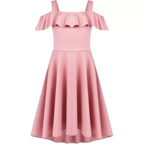 Arshiner Girls Summer Dress Off Shoulder Flutter Sleeve Midi Swing Cassual Formal Dresses with Pocket