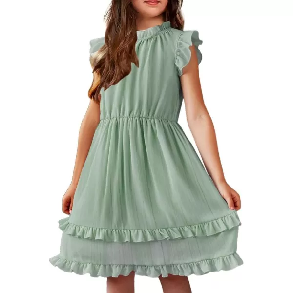 Arshiner Girls Summer Dresses Ruffle Sleeve A-Line Sundress Casual Elegant Dresses