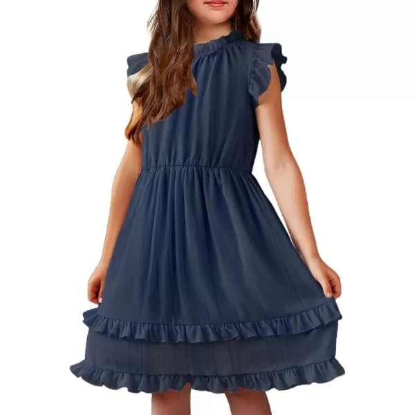 Arshiner Girls Summer Dresses Ruffle Sleeve A-Line Sundress Casual Elegant Dresses