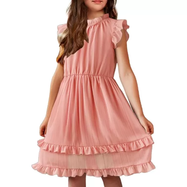 Arshiner Girls Summer Dresses Ruffle Sleeve A-Line Sundress Casual Elegant Dresses
