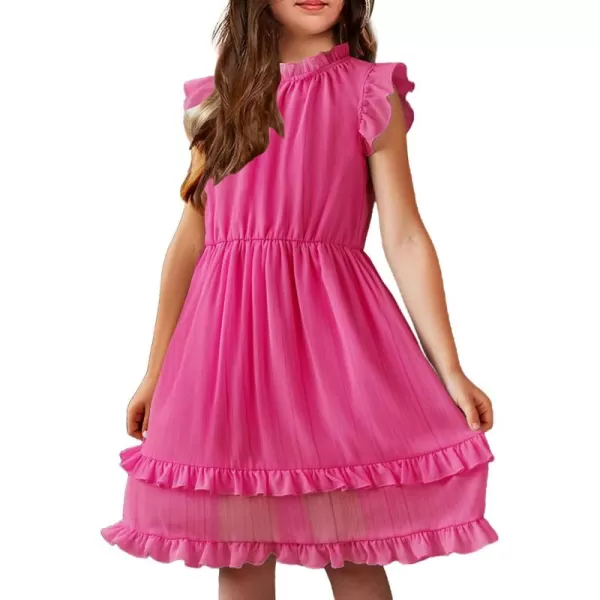 Arshiner Girls Summer Dresses Ruffle Sleeve A-Line Sundress Casual Elegant Dresses