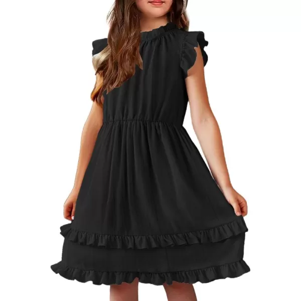 Arshiner Girls Summer Dresses Ruffle Sleeve A-Line Sundress Casual Elegant Dresses