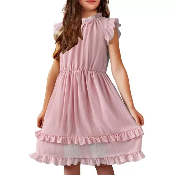 Arshiner Girls Summer Dresses Ruffle Sleeve A-Line Sundress Casual Elegant Dresses