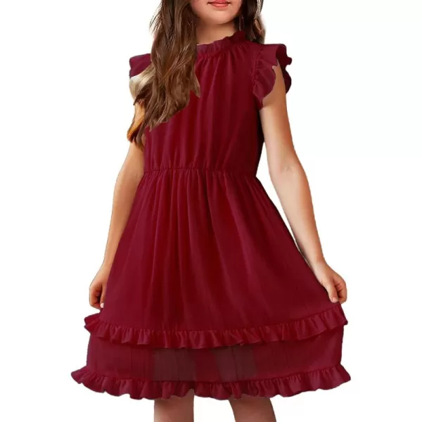 Arshiner Girls Summer Dresses Ruffle Sleeve A-Line Sundress Casual Elegant Dresses