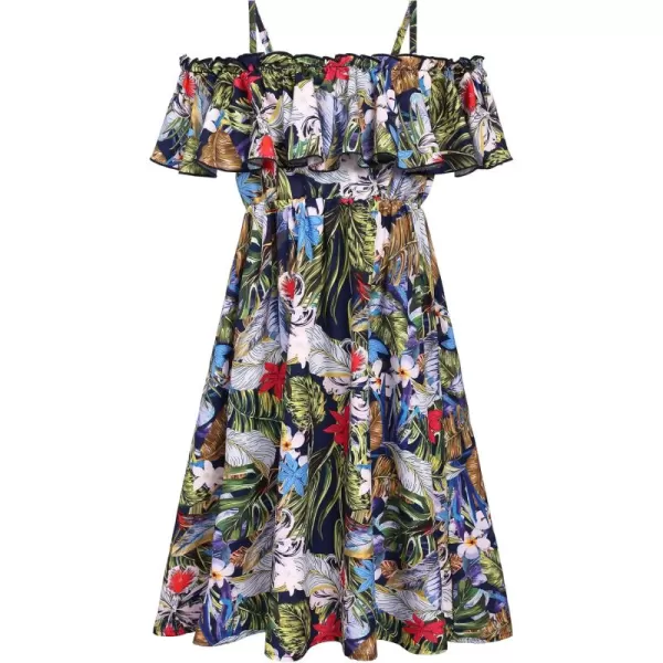 Arshiner Girls Summer Floral Ruffle Sundress Cold Shoulder Casual Holiday Dresses