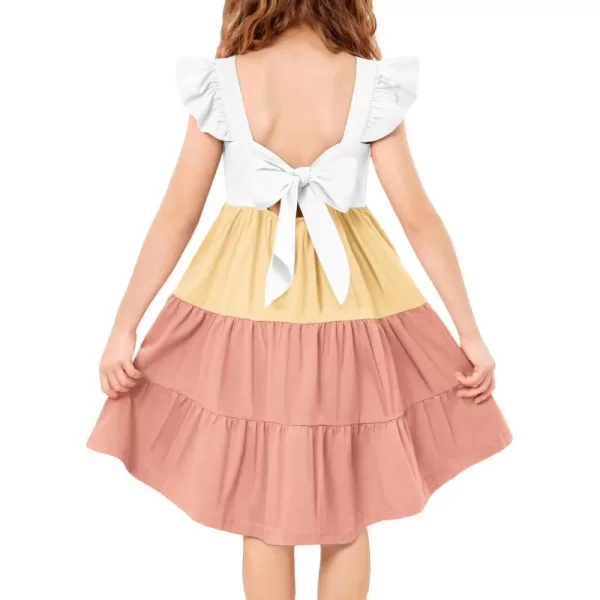 Arshiner Toddler Dress Little Girls Summer Cotton Backless High Low Hem Beach Casual Sundress with Pockets