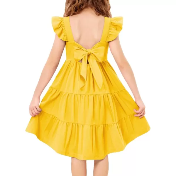 Arshiner Toddler Dress Little Girls Summer Cotton Backless High Low Hem Beach Casual Sundress with Pockets