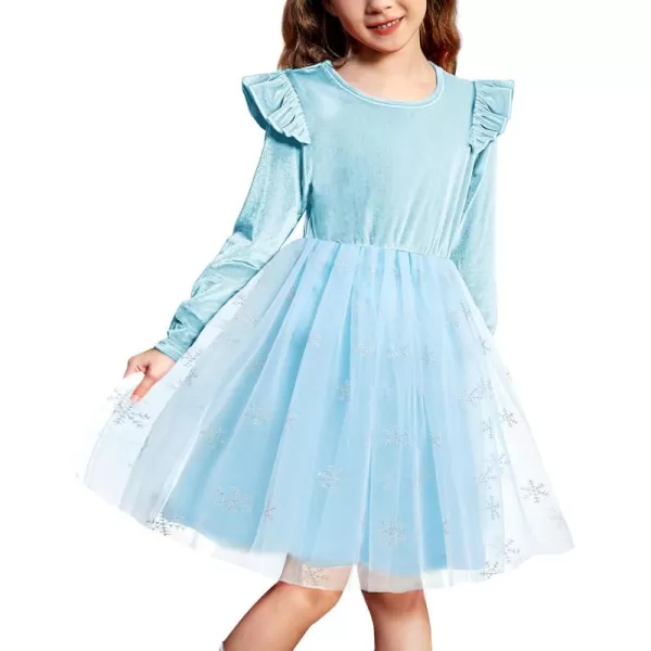 Arshiner Toddler Tutu Dresses Little Girls Velvet Tulle Fall Winter Long Sleeve Ruffle Holiday Party Dress 2-6Y