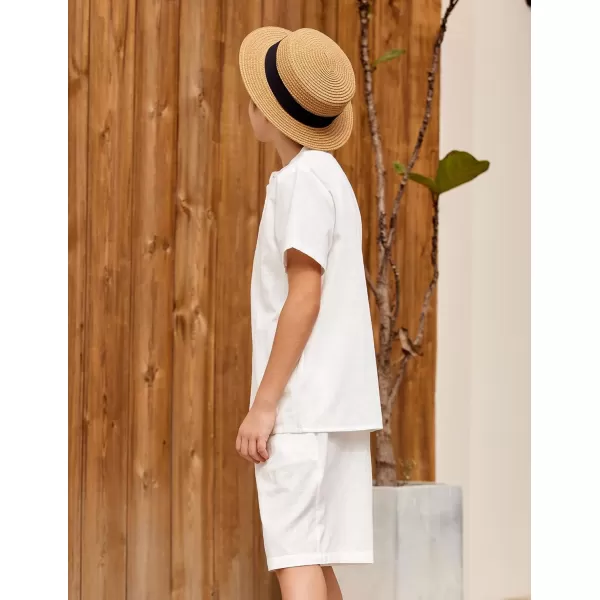 Arshiner Boy's 2 Pieces Linen Set Casual Henley Shirts Short Sleeve Beach Shorts Summer Shorts Outfits
