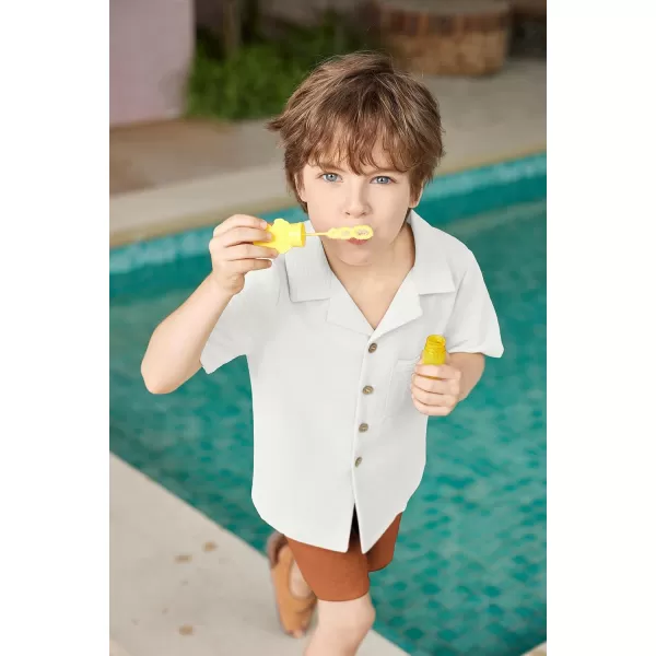 Arshiner Boys 2 Pieces Summer Beach Outfits Short Sleeve Button Down Shirts and Shorts Vacation Texture Sets for Kids