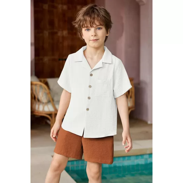 Arshiner Boys 2 Pieces Summer Beach Outfits Short Sleeve Button Down Shirts and Shorts Vacation Texture Sets for Kids