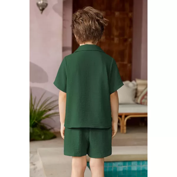 Arshiner Boys 2 Pieces Summer Beach Outfits Short Sleeve Button Down Shirts and Shorts Vacation Texture Sets for Kids