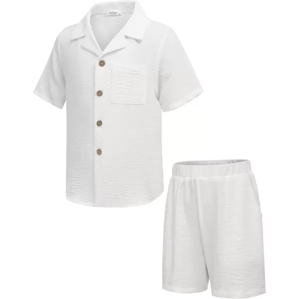 Arshiner Boys 2 Pieces Summer Beach Outfits Short Sleeve Button Down Shirts and Shorts Vacation Texture Sets for Kids