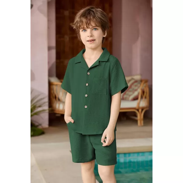 Arshiner Boys 2 Pieces Summer Beach Outfits Short Sleeve Button Down Shirts and Shorts Vacation Texture Sets for Kids