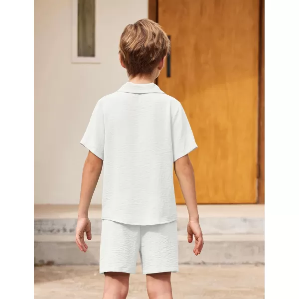 Arshiner Boys 2 Pieces Summer Beach Outfits Short Sleeve Button Down Shirts and Shorts Vacation Texture Sets for Kids