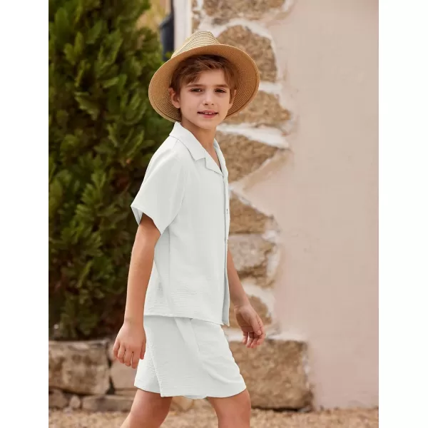 Arshiner Boys 2 Pieces Summer Beach Outfits Short Sleeve Button Down Shirts and Shorts Vacation Texture Sets for Kids