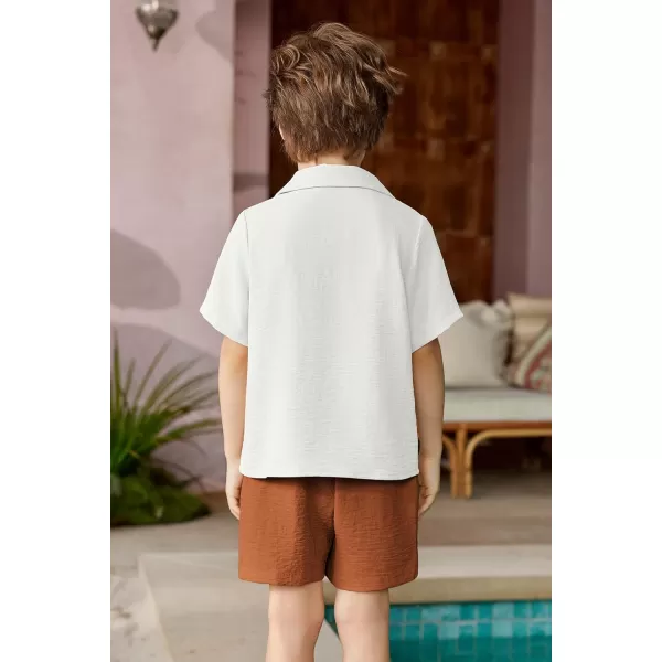 Arshiner Boys 2 Pieces Summer Beach Outfits Short Sleeve Button Down Shirts and Shorts Vacation Texture Sets for Kids