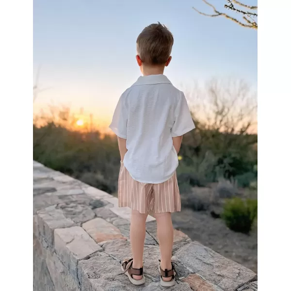 Arshiner Boys 2 Pieces Summer Beach Outfits Short Sleeve Button Down Shirts and Shorts Vacation Texture Sets for Kids