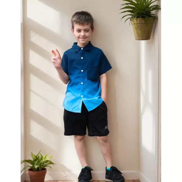 Arshiner Boy's Hawaiian Shirt Summer Tropical Button Down Shirt Short Sleeve Beach Shirt for Kids 100% Cotton Size 4-14 Years