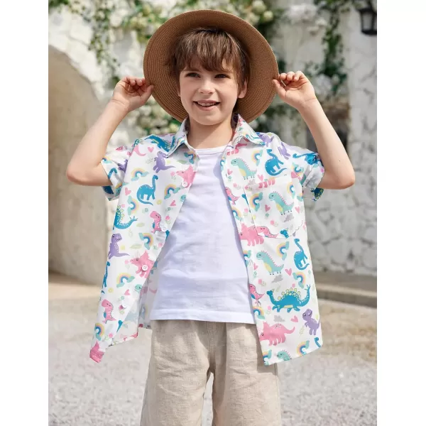 Arshiner Boy's Hawaiian Shirt Summer Tropical Button Down Shirt Short Sleeve Beach Shirt for Kids 100% Cotton Size 4-14 Years