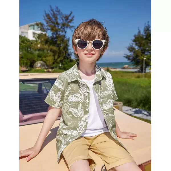 Arshiner Boy's Hawaiian Shirt Summer Tropical Button Down Shirt Short Sleeve Beach Shirt for Kids 100% Cotton Size 4-14 Years