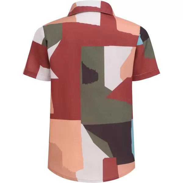 Arshiner Boy's Hawaiian Shirt Summer Tropical Button Down Shirt Short Sleeve Beach Shirt for Kids 100% Cotton Size 4-14 Years