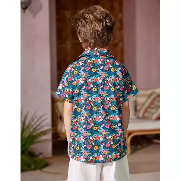 Arshiner Boy's Hawaiian Shirt Summer Tropical Button Down Shirt Short Sleeve Beach Shirt for Kids 100% Cotton Size 4-14 Years