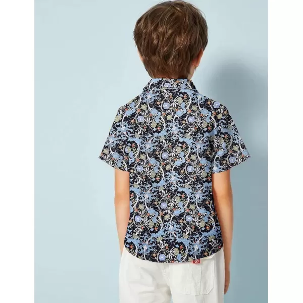 Arshiner Boy's Hawaiian Shirt Summer Tropical Button Down Shirt Short Sleeve Beach Shirt for Kids 100% Cotton Size 4-14 Years