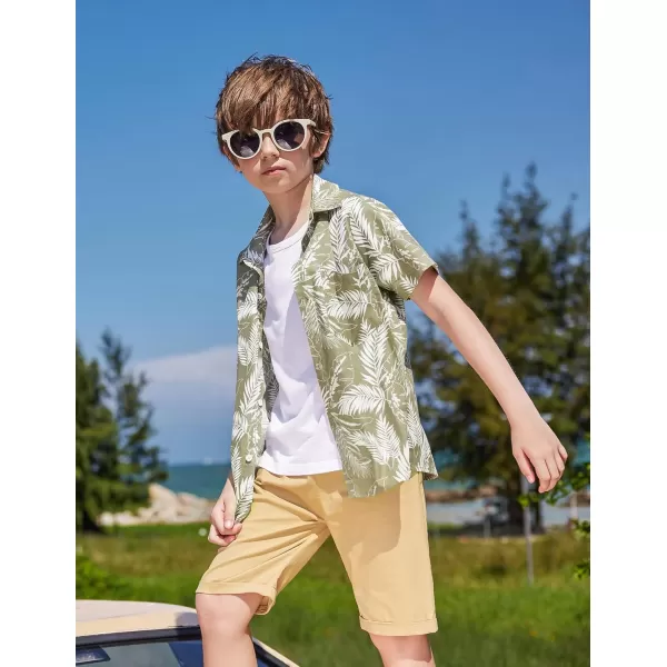 Arshiner Boy's Hawaiian Shirt Summer Tropical Button Down Shirt Short Sleeve Beach Shirt for Kids 100% Cotton Size 4-14 Years