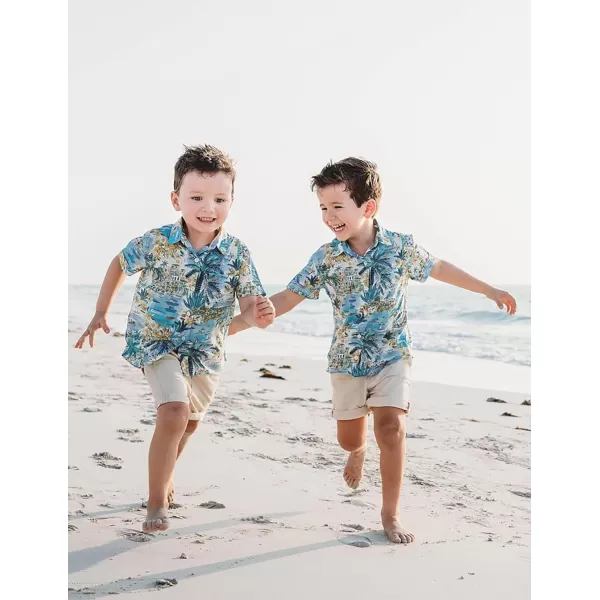 Arshiner Boy's Hawaiian Shirt Summer Tropical Button Down Shirt Short Sleeve Beach Shirt for Kids 100% Cotton Size 4-14 Years