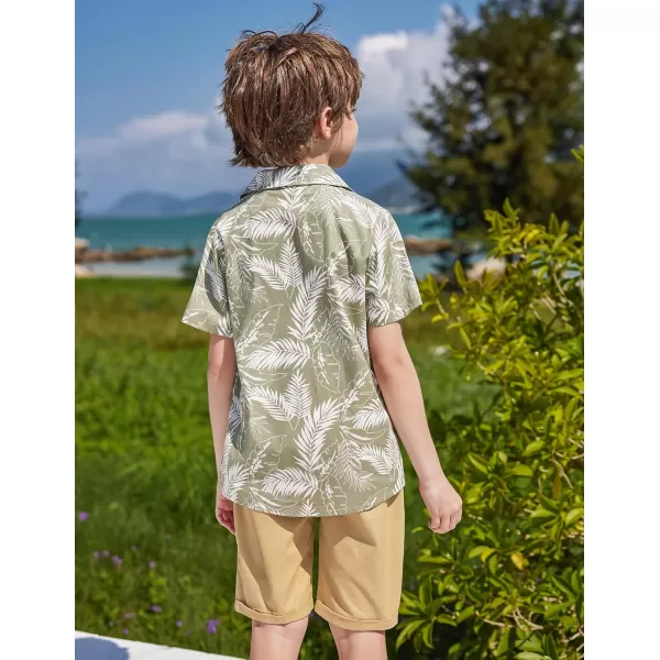 Arshiner Boy's Hawaiian Shirt Summer Tropical Button Down Shirt Short Sleeve Beach Shirt for Kids 100% Cotton Size 4-14 Years
