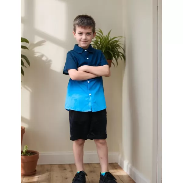 Arshiner Boy's Hawaiian Shirt Summer Tropical Button Down Shirt Short Sleeve Beach Shirt for Kids 100% Cotton Size 4-14 Years