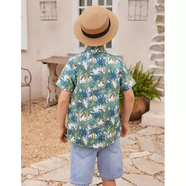 Arshiner Boy's Hawaiian Shirt Summer Tropical Button Down Shirt Short Sleeve Beach Shirt for Kids 100% Cotton Size 4-14 Years