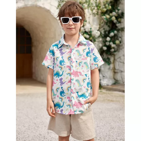 Arshiner Boy's Hawaiian Shirt Summer Tropical Button Down Shirt Short Sleeve Beach Shirt for Kids 100% Cotton Size 4-14 Years