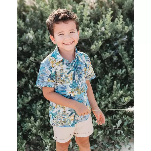 Arshiner Boy's Hawaiian Shirt Summer Tropical Button Down Shirt Short Sleeve Beach Shirt for Kids 100% Cotton Size 4-14 Years