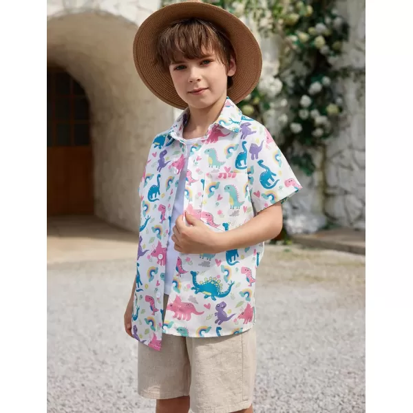 Arshiner Boy's Hawaiian Shirt Summer Tropical Button Down Shirt Short Sleeve Beach Shirt for Kids 100% Cotton Size 4-14 Years