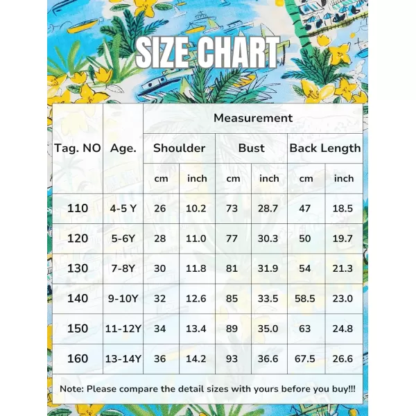 Arshiner Boy's Hawaiian Shirt Summer Tropical Button Down Shirt Short Sleeve Beach Shirt for Kids 100% Cotton Size 4-14 Years
