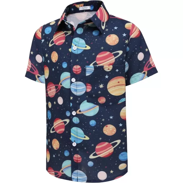 Arshiner Boy's Hawaiian Shirt Summer Tropical Button Down Shirt Short Sleeve Beach Shirt for Kids 100% Cotton Size 4-14 Years