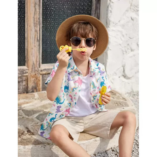 Arshiner Boy's Hawaiian Shirt Summer Tropical Button Down Shirt Short Sleeve Beach Shirt for Kids 100% Cotton Size 4-14 Years