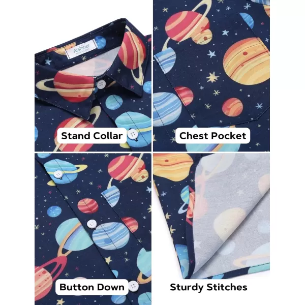 Arshiner Boy's Hawaiian Shirt Summer Tropical Button Down Shirt Short Sleeve Beach Shirt for Kids 100% Cotton Size 4-14 Years