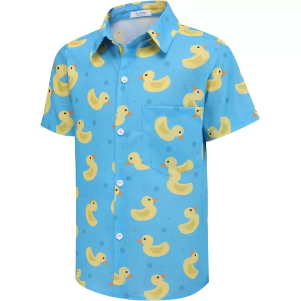 Arshiner Boy's Hawaiian Shirt Summer Tropical Button Down Shirt Short Sleeve Beach Shirt for Kids 100% Cotton Size 4-14 Years
