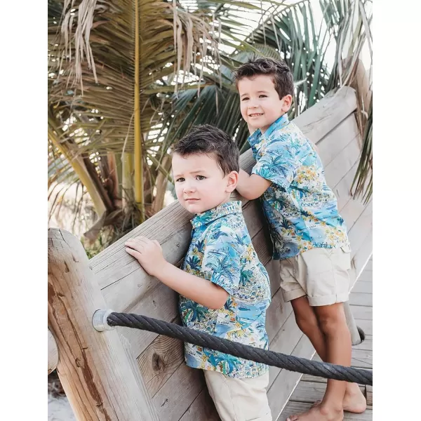 Arshiner Boy's Hawaiian Shirt Summer Tropical Button Down Shirt Short Sleeve Beach Shirt for Kids 100% Cotton Size 4-14 Years