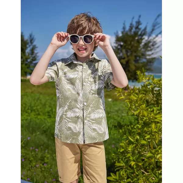 Arshiner Boy's Hawaiian Shirt Summer Tropical Button Down Shirt Short Sleeve Beach Shirt for Kids 100% Cotton Size 4-14 Years