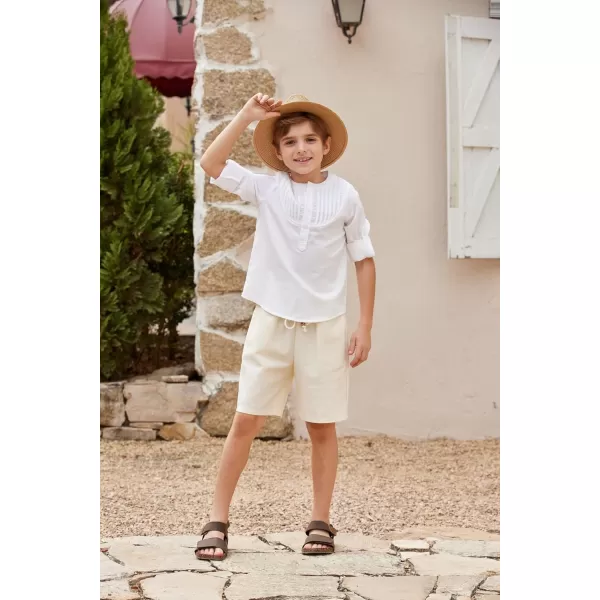 Arshiner Boys Linen Shorts Summer Beach Shorts Elastic Waist Drawstring Casual Shorts with Pockets Size 6-18