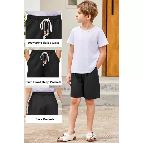 Arshiner Boys Linen Shorts Summer Beach Shorts Elastic Waist Drawstring Casual Shorts with Pockets Size 6-18